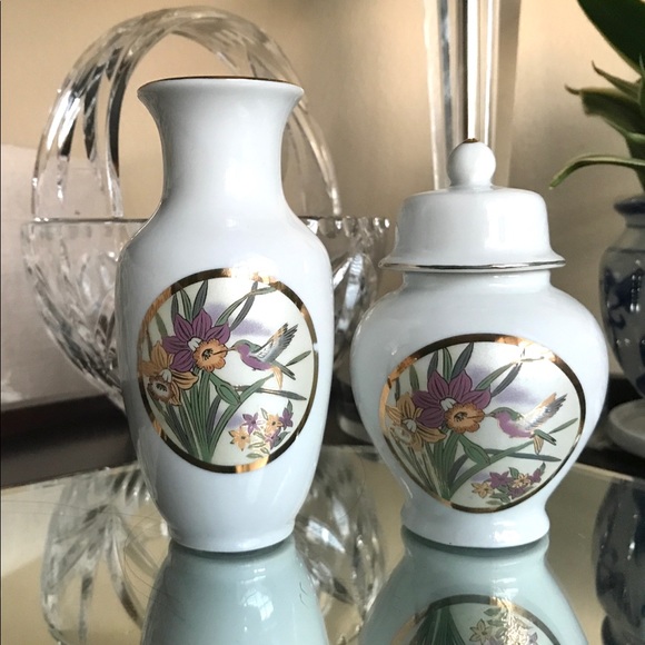 Mini Rose Vase and Ginger Jar Set ~ Japanese Fine China - Picture 5 of 11
